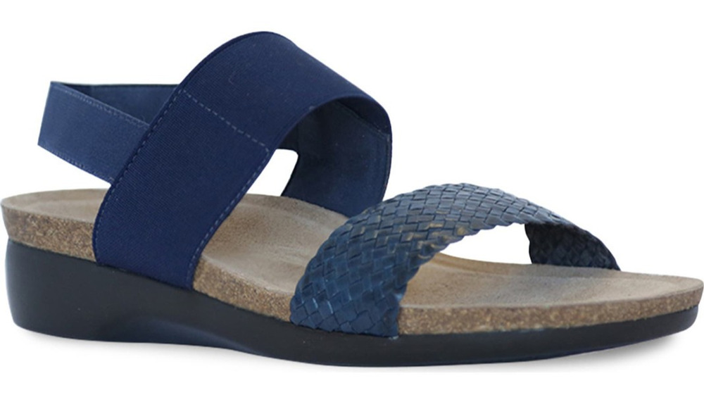 Munro Pisces Sandal Womens 11 M Navy Leather Woven Slingback Comfort Wedge Shoes